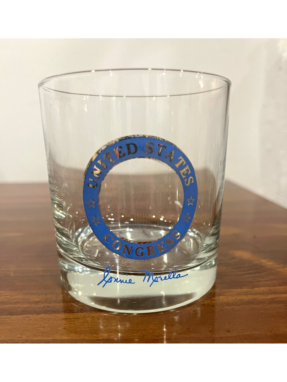 United States Congress Clear Glass Rocks Tumbler, Blue Emblem & Signature-Style